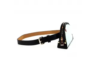 Черен колан от еко кожа с прозрачна чантичка - Emily