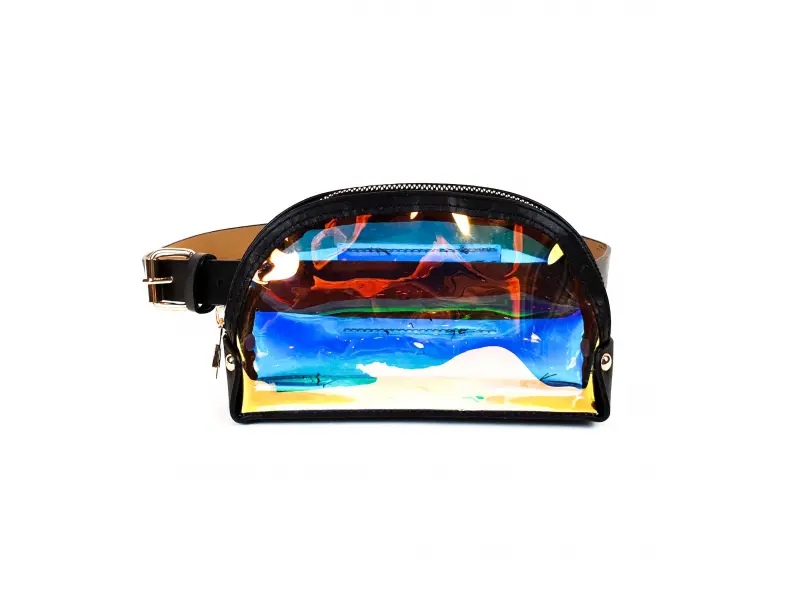 Черен колан от еко кожа с прозрачна чантичка - Emily Черен колан от еко кожа с прозрачна чантичка - Emily