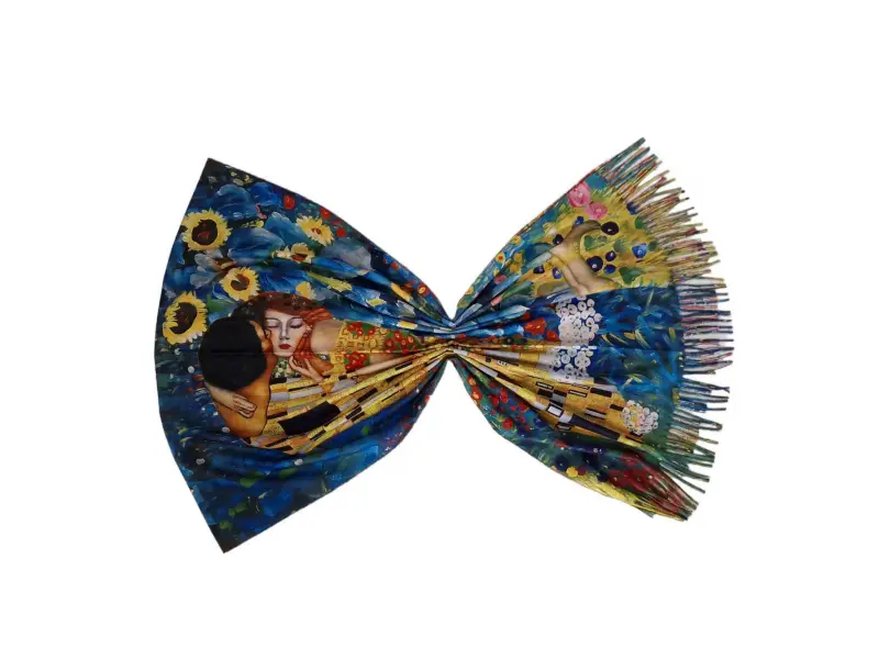 Двулицев дамски шал - Целувката в слънчогледи Двулицев дамски шал - Целувката в слънчогледи