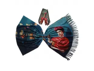 Двулицев дамски шал и ръкавици с картини ver2