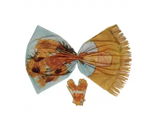 Двулицев дамски шал и ръкавици - Ван Гог - Слънчогледите