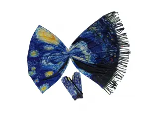 Двулицев дамски шал и ръкавици - Ван Гог - Звездна нощ Двулицев дамски шал и ръкавици - Ван Гог - Звездна нощ