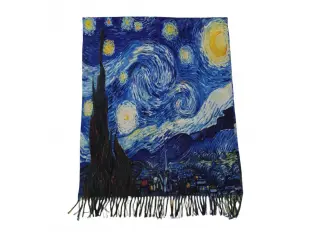 Двулицев дамски шал и ръкавици - Ван Гог - Звездна нощ
