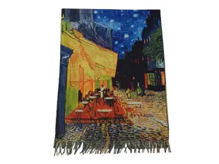 Двулицев дамски шал - Ван Гог - Кафе тераса през нощта