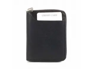 Черен визитник от естествена кожа с цип