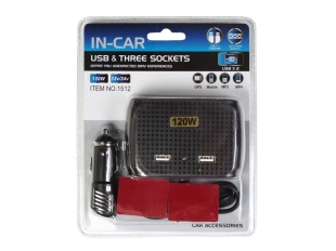 Разклонител за запалка Olesson 1512, 3 гнезда, 2 USB порта