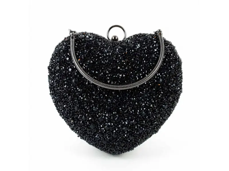 Блестяща черна чанта - сърце Блестяща черна чанта - сърце
