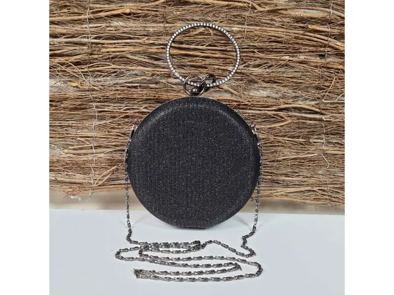 Блестяща черна кръгла чанта - Kalia Блестяща черна кръгла чанта - Kalia