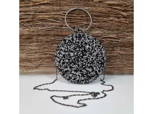 Блестяща черна кръгла чанта - Steisi Блестяща черна кръгла чанта - Steisi