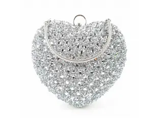 Блестяща сребърна чанта - сърце Блестяща сребърна чанта - сърце