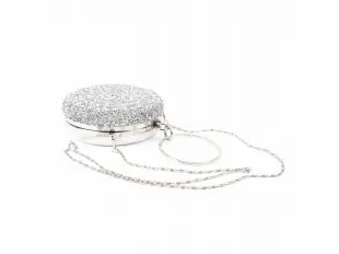 Блестяща сребърна кръгла чанта