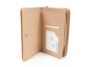 Кафяво средно портмоне от еко кожа