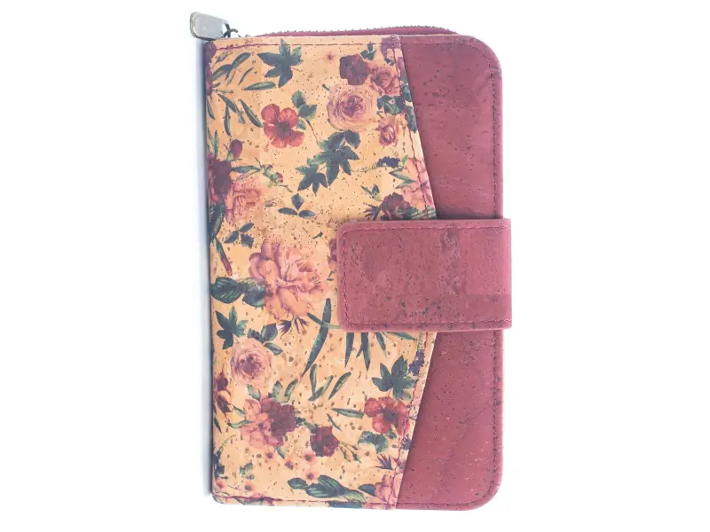 Стилно дамско портмоне от корк с цветя Стилно дамско портмоне от корк с цветя