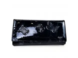 Черно лакирано портмоне - пеперуди