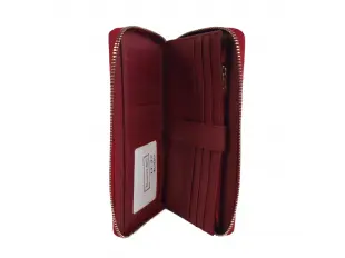 Червено лакирано портмоне с цип - пеперуди