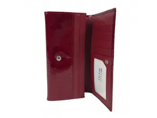 Червено портмоне лак с щипка - рози