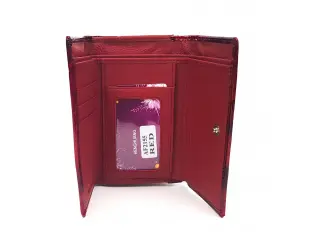 Лакирано дамско портмоне - червени пеперуди