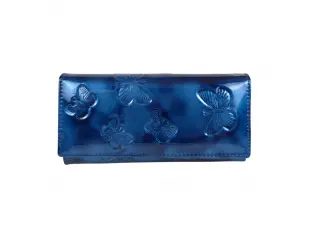 Синьо лачено портмоне с пеперуди