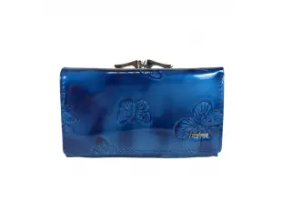 Синьо лачено портмоне с пеперуди - Meras