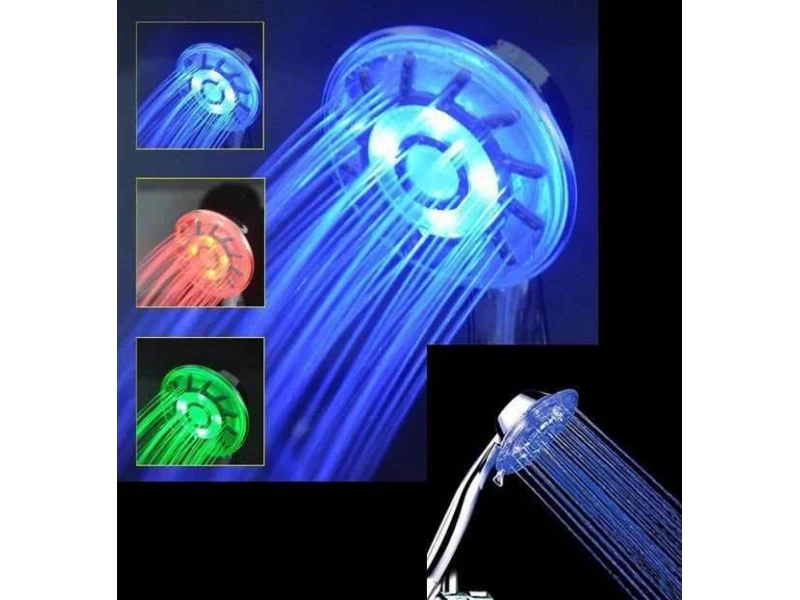Светеща LED душ-слушалка в три цвята