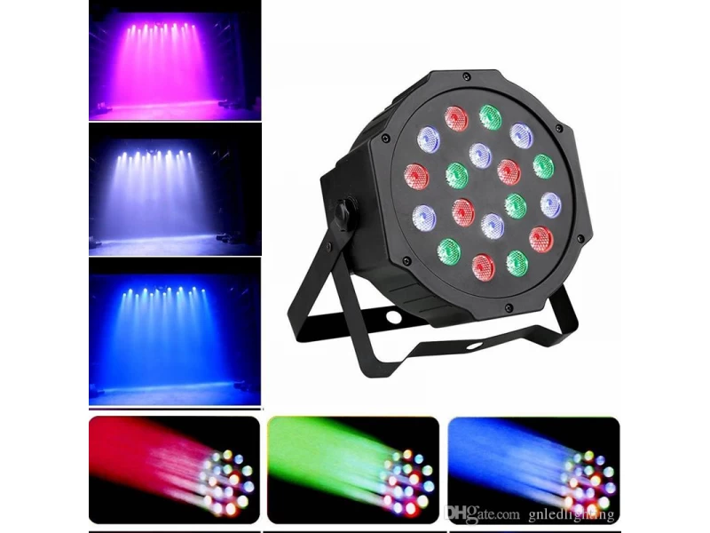 LED Цветен Диско прожектор с 18 диода / Дискотечна лампа