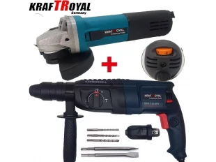 Kомплект Перфоратор 1600W + Ъглошлайф 1100W 125mm KraftRoyal