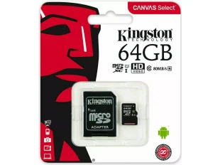MicroSD Карта памет Kingston 64GB Class 10 + SD Адаптер