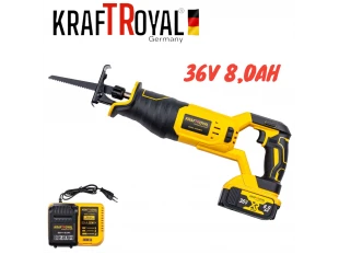 Акумулаторен саблен трион KraftRoyal 36v с 2 батерии 8ah. , зарядно и куфар