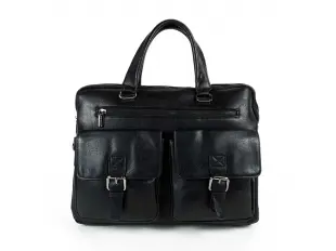 Голяма мъжка чанта от еко кожа в черен цвят