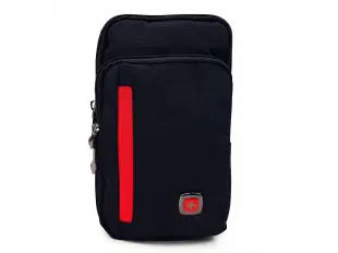 Мъжка тънка чанта здрава материя с червено