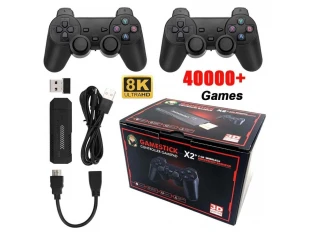 Безжична ретро конзола Game Stick X2 , 40 000 видео игри, 9 емулатора, 128 GB, 2x безжичен контролер 2,4 GHz