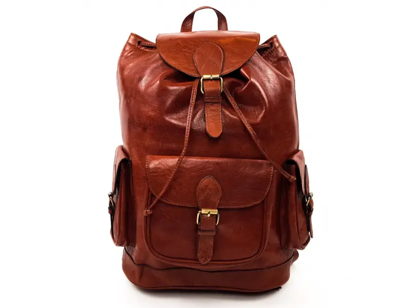 Голяма кафява кожена раница Голяма кафява кожена раница