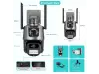 Двойна външна въртяща WiFi AI камера 8MP с два обектива, ICSee, Черна