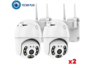 2бр. Външна въртяща WiFi AI камера 5MP, YCC365, Бяла