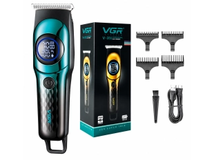 Професионален тример за коса и брада с дисплей VGR V-966 - Зелен