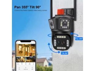 Тройна Smart WiFi IP камера 12MP с двойна леща и 10× zoom iCSee  Тройна Smart WiFi IP камера 12MP с двойна леща и 10× zoom iCSee