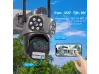 2бр. Тройна външна въртяща WiFi AI камера 10MP с три обектива, ICSee, Черна