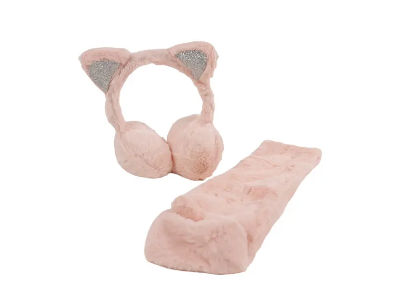 Плюшени ушанки с шал - Cat Плюшени ушанки с шал - Cat