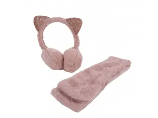 Розови ушанки с шал - Cat