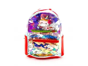 Червена прозрачна раница с еднорог