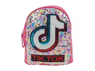 Цикламена детска раница с пайети - Tik Tok