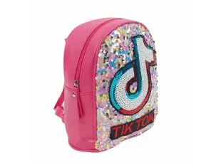 Цикламена детска раница с пайети - Tik Tok