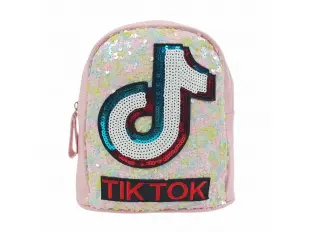 Розова детска раница с пайети - Tik Tok
