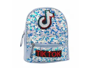 Синя раница с пайети - Tik Tok