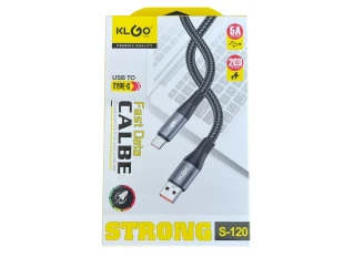 Кабел за зареждане 200см KLGO S-120 , Type-C, FAST CHARGING