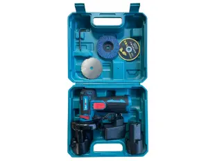 Мини акумулаторен ъглошлайф KraftMaster 24V 6AH с 2 батерии, зарядно и 3 диска